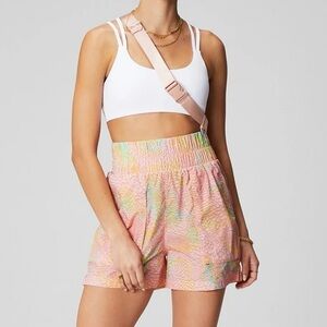 Fabletics • Coral Leopard Ultra High Waisted Piped Nylon Short